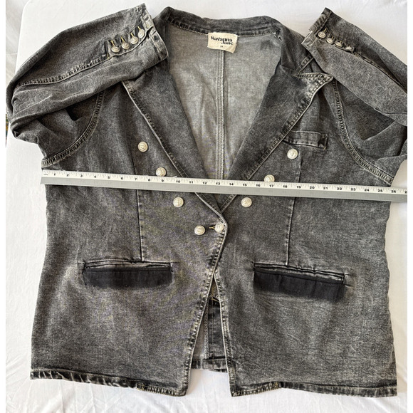 Savannah Jane Women’s 3X Whimsigoth Black Acid Washed Denim Blazer Jacket Boho - Picture 5 of 10